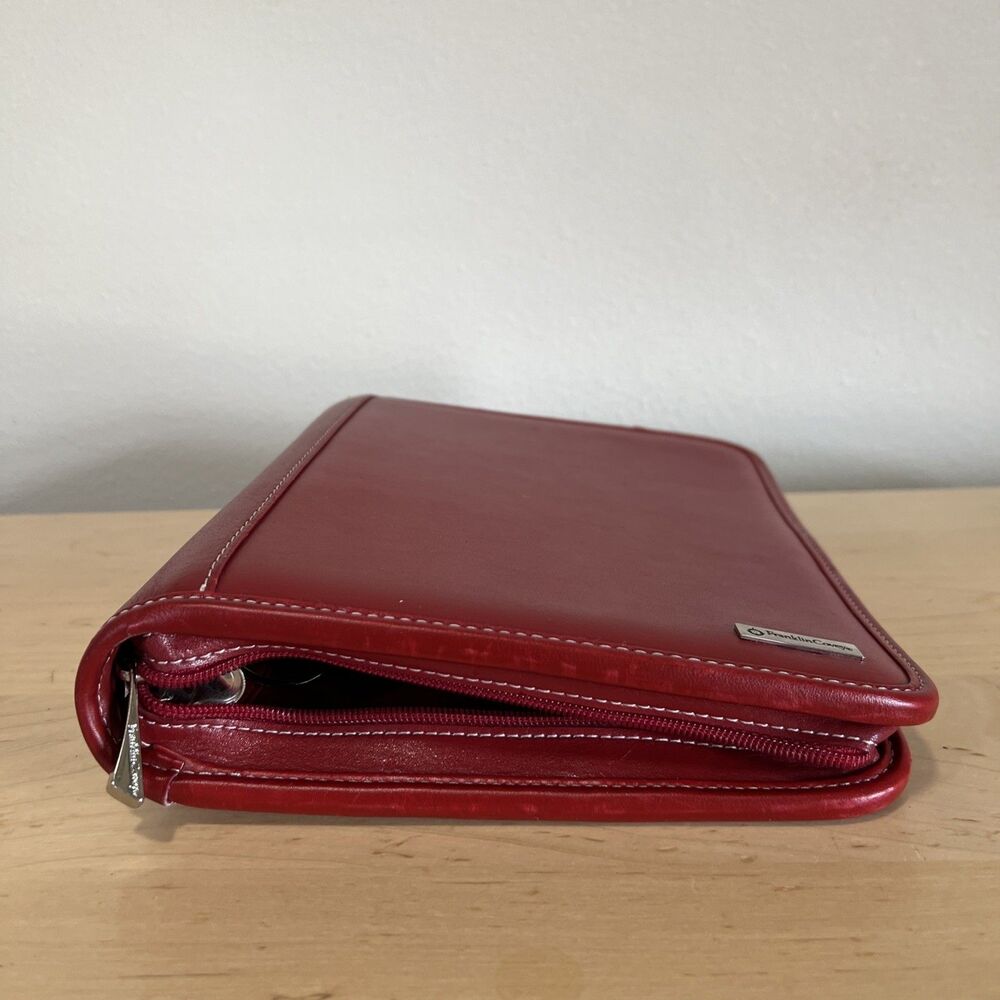 Franklin Covey Red Leather Zip Closure Red Vintage Planner Stationary - Picture 10 of 11